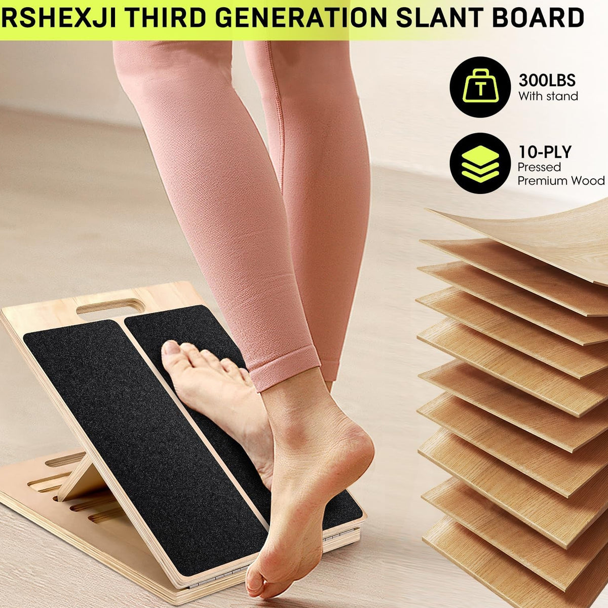 3Rd Gen Adjustable Slant Board for Calf Stretching & Squat Wedge – Non-Slip P...