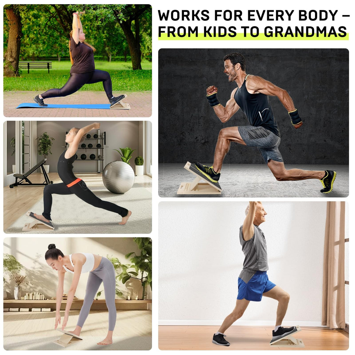 3Rd Gen Adjustable Slant Board for Calf Stretching & Squat Wedge – Non-Slip P...