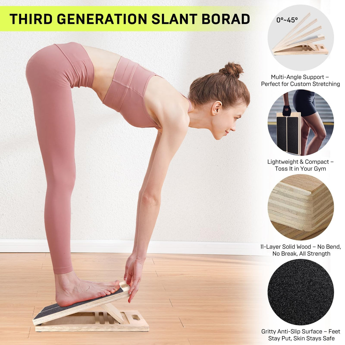 3Rd Gen Adjustable Slant Board for Calf Stretching & Squat Wedge – Non-Slip P...
