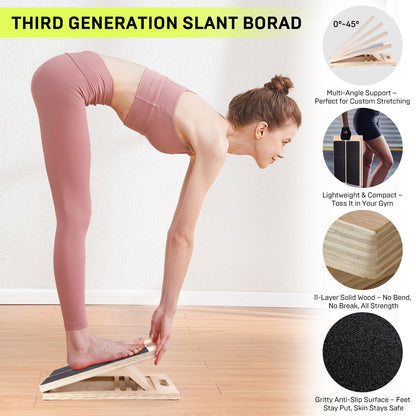 3Rd Gen Adjustable Slant Board for Calf Stretching & Squat Wedge – Non-Slip P...